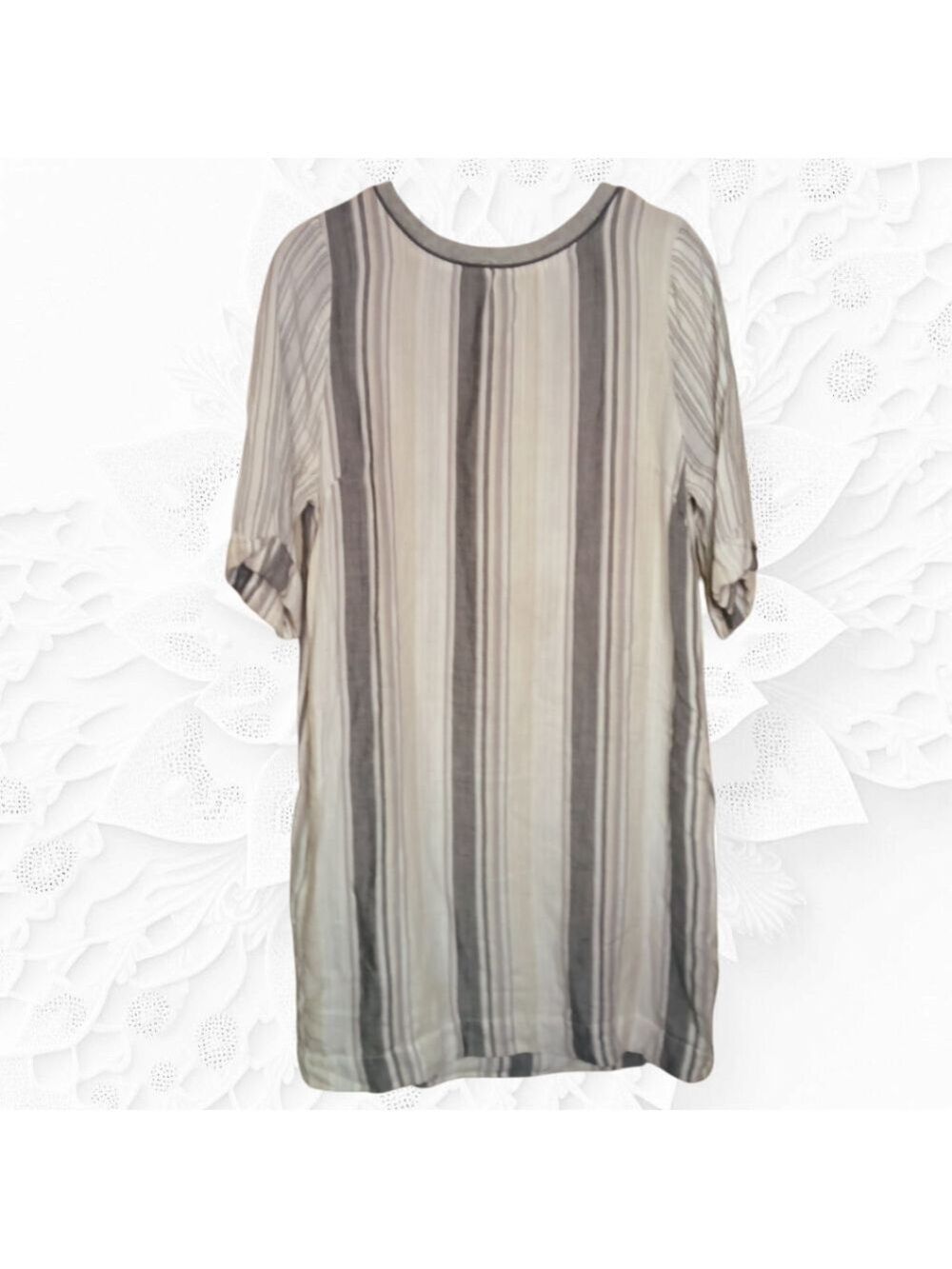 Mono B Striped Crew Neck Short Sleeve Shift/Dress